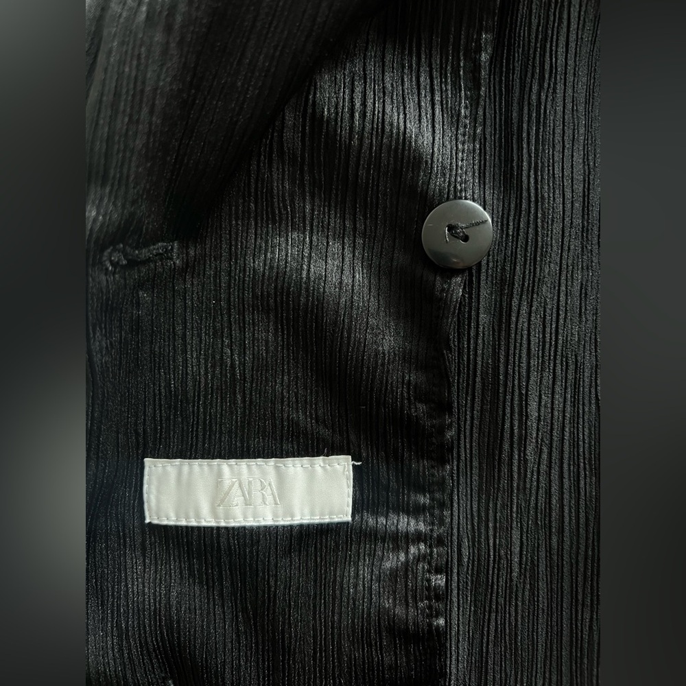 NWT Zara Black Textured Wrinkle look Blazer - Picture 6 of 8